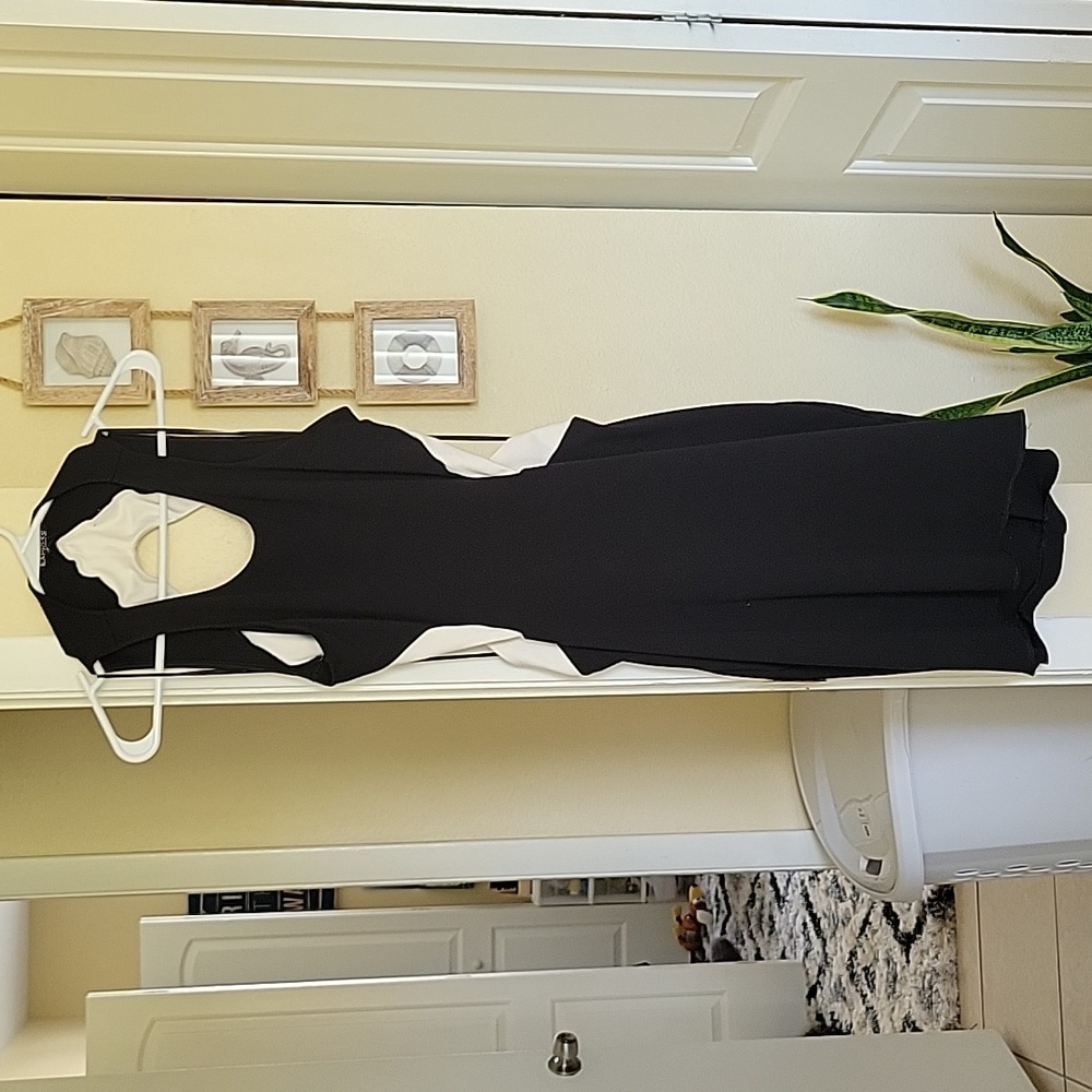 Express Black & White Cocktail Dress with Back Cut Out